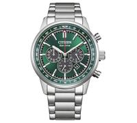Citizen CA4720-52X Eco-Drive Solar Chronograph Men's Watch Silver Tone Green Dial with Stainless Steel Bracelet