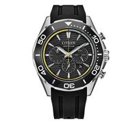 Citizen Modern Eco Drive Chronograph Men's Ceramic Bezel & Polyurethane Strap Watch