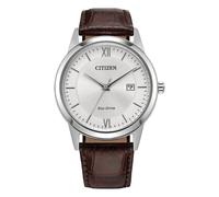 Citizen Classic Men's Silver Tone Dial & Brown Leather Strap Watch