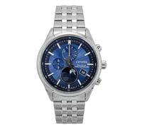 Citizen BY1030-50L Men's Radio Solar Watch with Moon Phase Stainless Steel Silver Colour with Link Strap