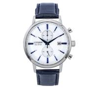 Citizen Eco-Drive Chronograph Leather Strap White Dial CA7069-16A Men's Watch
