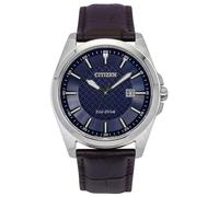 Citizen Eco-Drive Leather Strap Blue Dial Solar BM7108-22L 100M Mens Watch