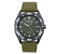 Citizen Eco-Drive Nylon Strap Green Dial Casual 100M BM7635-01X Men's Watch
