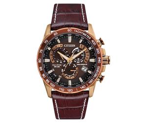 Citizen Eco-Drive PCAT Men's Brown Leather Strap Watch