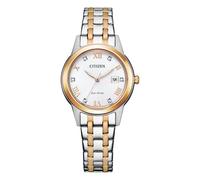 Citizen Eco-Drive Women's White Dial Two Tone Stainless Steel Bracelet Watch