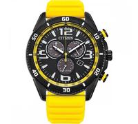 Citizen Gents Sport Chronograph Eco Drive Yellow Silicone Strap Watch