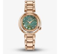 Citizen L Arcly Eco Drive Rose Gold Plated Diamond Floral Green Watch EM1113-58Y