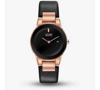 Citizen Ladies Axiom Rose Gold Plated Black Dial Leather Strap Watch GA1058-16E