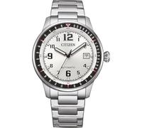 Citizen Men Analogue Automatic Watch Urban Military | Automatic, no battery required, crystal glass, 10 bar waterproof, 42 hours power reserve, date, stainless steel strap