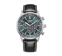 Citizen CA4720-01X Eco-Drive Solar Chronograph Men's Watch Stainless Steel 42 mm Leather Strap Black 10 ATM