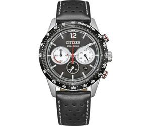 Citizen Men Chronograph Eco-Drive Watch | Analogue chronograph, crystal glass, 10 bar waterproof, 270 days power reserve, 24 hour display, date, leather strap