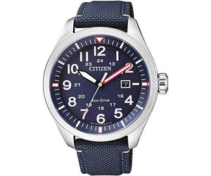 Citizen Men's Analogue Quartz Eco Drive Watch Aviator with Nylon Strap