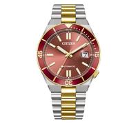 Citizen Mens Automatic Stainless Steel Watch Silver Tone Red Dial 40mm NJ0234-58X