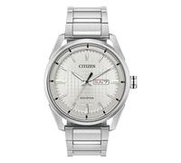 Citizen Mens Eco-Drive Silver Day Date Dial Stainless Steel Bracelet Watch AW0080-57A