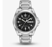 Citizen AW0050-82E Men's Sport Day Date Bracelet Strap Watch, Silver/Black