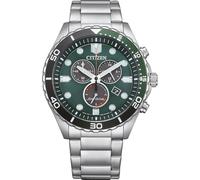Citizen Eco-Drive Chronograph GMT Green Dial 100M Men's Watch AT2561-81X