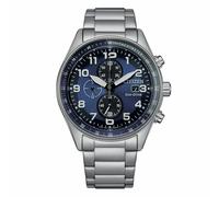 Citizen Men's Eco Drive Blue Dial Stainless Steel Grey Strap Bracelet Watch