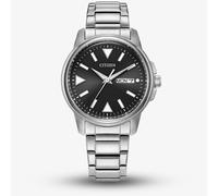 Citizen Mens Eco Drive Silver Tone Black Dial Watch BM8180-62E