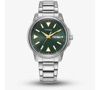 Citizen Mens Eco Drive Silver Tone Green Dial Watch BM8180-71W