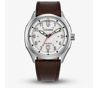 Citizen Mens Eco-Drive Terra Force Brown Leather Strap Watch AW1890-19B