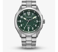 Citizen Mens Eco-Drive Terra Force Green Dial Stainless Steel Bracelet Watch AW1890-51X