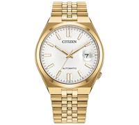 Citizen NK0022-50A Tsuyosa Men's Automatic Watch 40mm Gold | Sapphire glass, silver dial, automatic movement, date magnifier, viewing back, stainless steel strap, 5 ATM