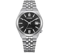 Citizen NK0030-51E Tsuyosa Automatic Men's Watch 37 mm Sapphire Glass | Black dial, silver stainless steel strap, display back, date magnifier, 5 ATM