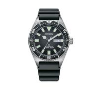 Citizen Ny0120-01e Men's Promaster Automatic Diver's Watch, Black Dial, Black Rubber Strap