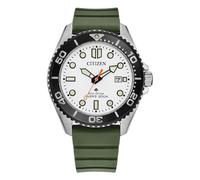 Citizen Promaster Men's Eco-Drive Diver White Dial Green Strap Watch