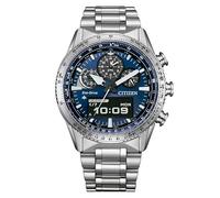 Citizen Promaster Sky Pilot JV2000-51L Eco-Drive Men's U830 Stainless Steel Watch, Blue Dial, Multifunction, 20 ATM