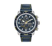 Citizen Promaster Skyhawk A-t Jy8078-01l Blue Angels Men's Watch - Stainless Steel, Blue Leather Strap