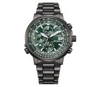 Citizen Radio Control AT8304-57W - Eco-Drive H800 Men's Watch, Radio Controlled, Stainless Steel Grey, Chronograph, Green Dial, 20 ATM