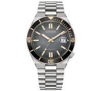 Citizen Tsuyosa Shore LE NJ0238-57E Men's Automatic Watch | Limited edition, sapphire crystal, 10 ATM, stainless steel strap, display back, grey dial, date magnifier