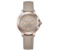 CITIZEN EM1166-01Z Women's Eco-Drive Solar Watch with Rose Gold/Grey Leather Strap