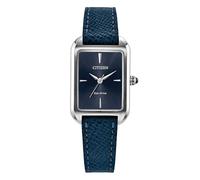 Citizen Women's Classic Watch, Blue, 35x24MM, EM1190-06L | Eco-Drive Solar Powered, Spherical Mineral Crystal, Blue Leather Strap