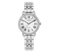 Citizen Women's Classic Watch, White, 29MM, EM1050-56A | Eco-Drive Solar Powered, Mineral Crystal, 50M Water Resistant, Silver Tone Stainless Steel Bracelet