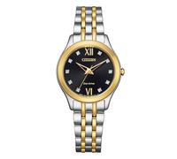Citizen Women's Silhouette Diamond Watch, Black, 29MM, EM1014-50E | Eco-Drive Solar Powered, Mineral Crystal, Two Tone Stainless Steel Bracelet