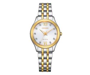 Citizen Women's Silhouette Diamond Watch, Black, 29MM, EM1014-50E | Eco-Drive Solar Powered, Mineral Crystal, Two Tone Stainless Steel Bracelet