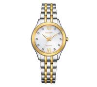 Citizen Women's Silhouette Diamond Watch, White, 29MM, EM1014-50A | Eco-Drive Solar Powered, Mineral Crystal, Two Tone Stainless Steel Bracelet