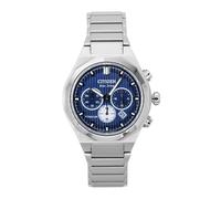 CITIZEN Zenshin Senkei Eco-Drive Solar Super Titanium Chronograph with Titanium Link Strap and Sapphire Crystal, blue