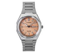 Citizen Zenshin Super Titanium Salmon Dial Eco-Drive AW0130-85Z 100M Men's Watch