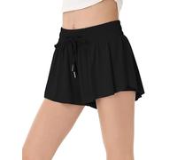 Citridarll Girls Flowy Shorts with Spandex Liner 2-in-1 Youth Butterfly Skirts for Running,Gym,Athletic,Sports, 3, 4-6 Years Black