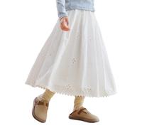 Citridarll Girls Maxi Long Skirt for Girls Kids Ruffle High Waisted Skirts Summer Cute Boho Clothes 110, 4-5 Years,White Hollow Out