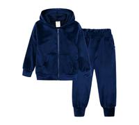 Citridarll Kids Baby Girls Tracksuit Velour Outfits Long Sleeve Hoodie Tops Sweatshirt Jogger Pants 2Pcs Fall Winter Clothes Set, 150, 8-9 Years, Blue
