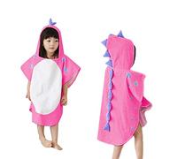 Citridarll Kids Hooded Beach Towel for Boys Girls, Childrens Bath Robe Pool Beach Poncho Cover Ups Soft & Absorbent Cotton Towel Dinosaur Pattern, L, 4-8 Years, Pink