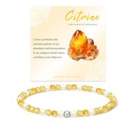 Citrine Bracelet, Citrine Crystal Bracelets for Womens, Yellow Bracelet Adjustable Beaded Bracelets for Women Crystals Jewellery for Her Mum Ladies Birthday Valentines Mothers Day Gifts