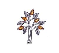 Citrine Brooch Tree of Life Sterling Silver Yellow