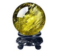 Citrine Clear Smelt Quartz Crystal Ball with Stand for, Divination Sphere,Fengshui,Home Decoration,Desk Decor,80mm