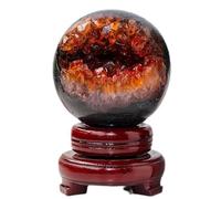 Citrine Cluster Geode Crystal Ball Crystals Stone Sphere Sculpture Fengshui Gemstone Decoration Divination,8-8.5cm