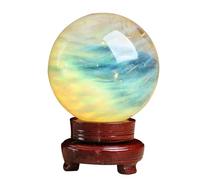 Citrine Crystal Ball with Stand Yellow Melting Stone Sphere for Scrying Mirror, Divination, Home Decoration,Diameter3.9